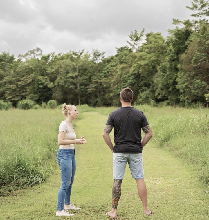 in nature nlp session on the sunshine coast with a millennial woman and man